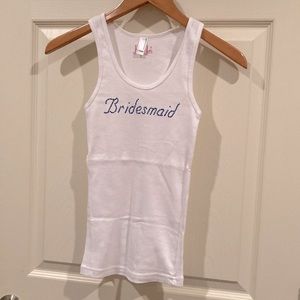 Blue Rhinestone Bridesmaid tank, Sz S